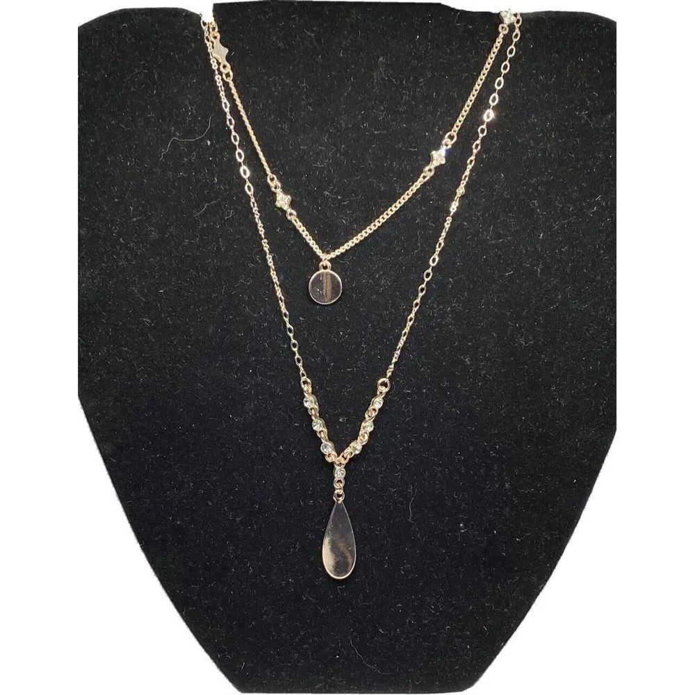 Charter Club Gold-Tone Crystal & Disc Layered Pendant Necklace MSRP $44 CP821